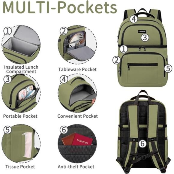 Cooler Backpack,Insulated Backpack Cooler Leakproof Double Deck Cooler Bag - Picture 4 of 7